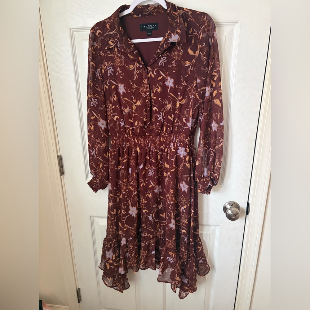 Laundry By Shelli Segal Burgundy and Orange Dress